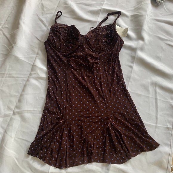 Y2K Rampage Brown Polka Dot Bustier Top - Picture 7 of 8